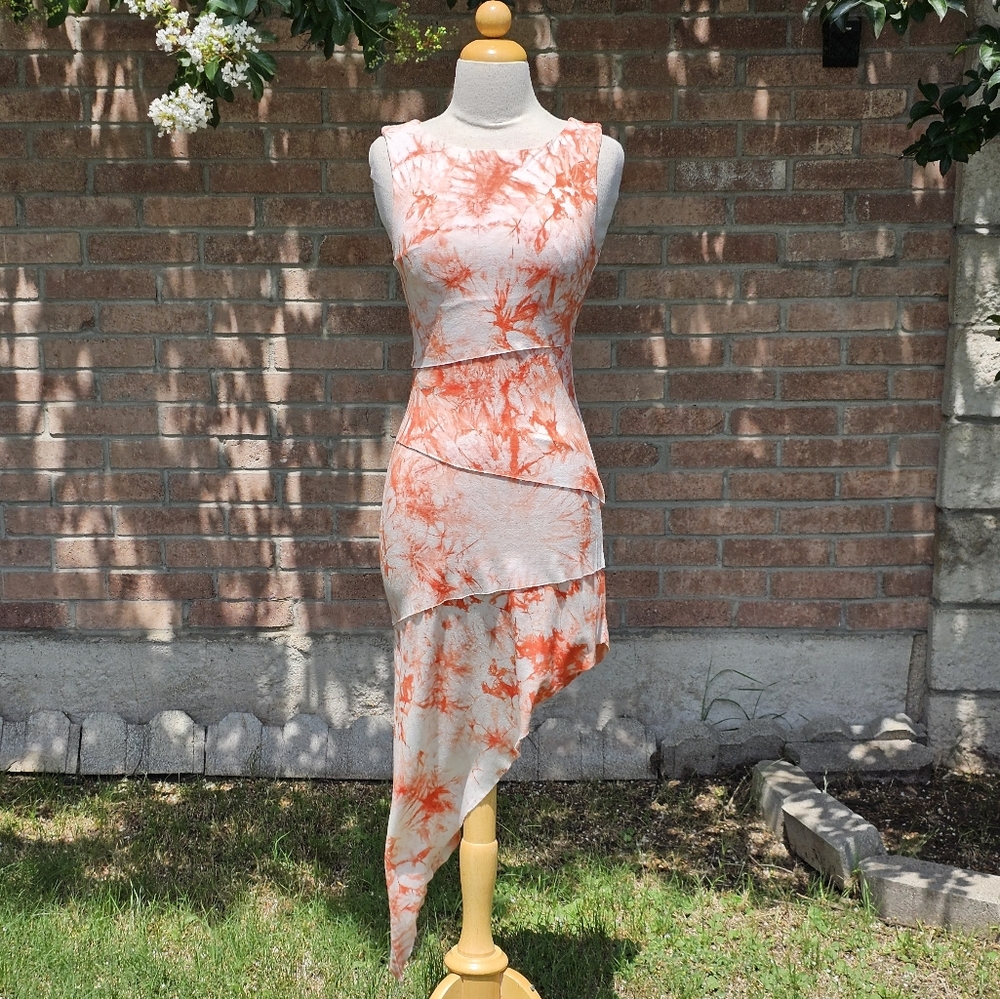 Goddess Wing tie-dye asymmetrical dress